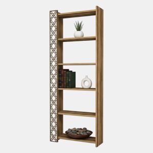 Estante de livros com efeito madeira