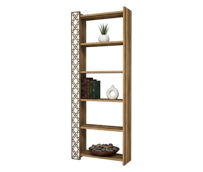 Estante de livros com efeito madeira