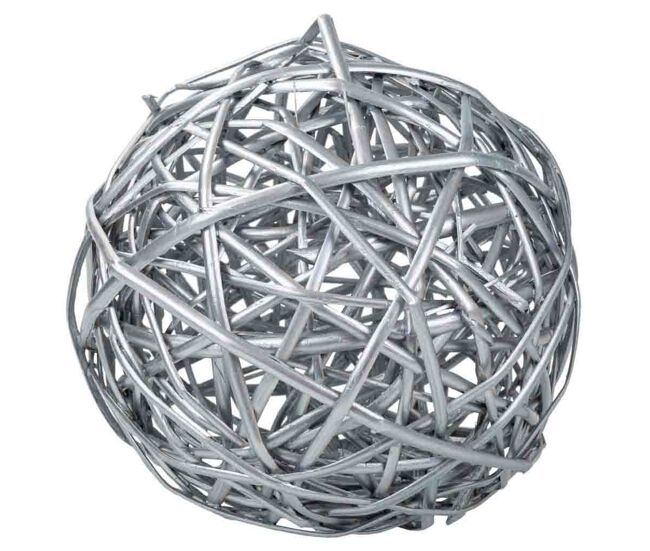 Bola de decoración de mimbre plateada d24 cm