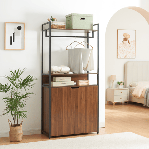 Bengaleiro de burro Larem com portas 180x84x40cm - Efeito nogueira en.casa