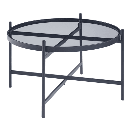 Mesa de centro Lier redonda de metal e vidro 40xØ61 cm - Preto en.casa