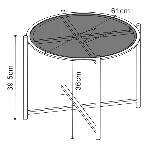 Mesa de centro Lier redonda de metal e vidro 40xØ61 cm - Preto en.casa