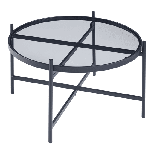 Mesa de centro Lier redonda de metal e vidro 40xØ61 cm - Preto en.casa
