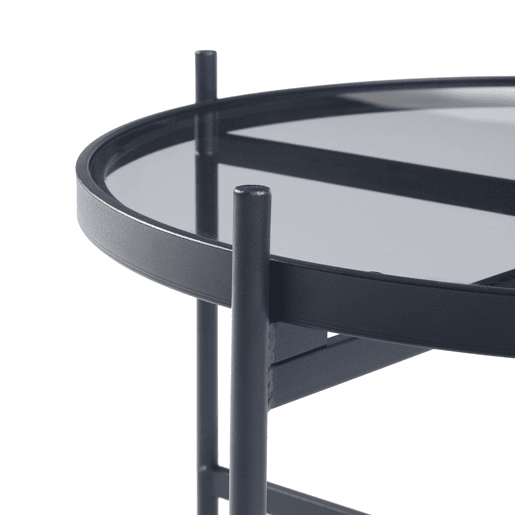 Mesa de centro Lier redonda de metal e vidro 40xØ61 cm - Preto en.casa