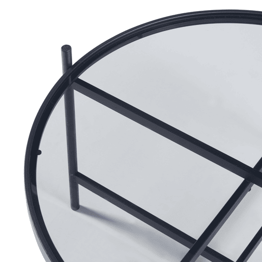 Mesa de centro Lier redonda de metal e vidro 40xØ61 cm - Preto en.casa