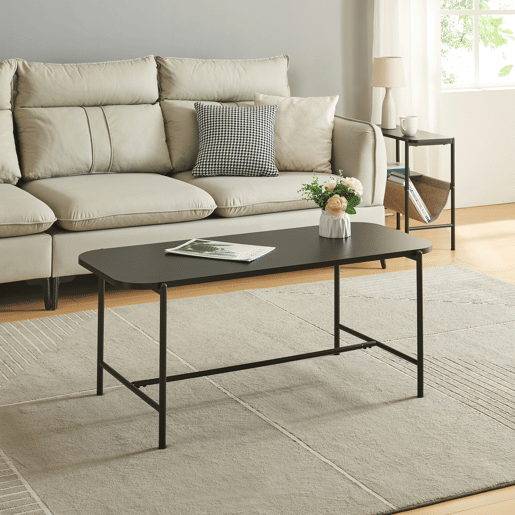 Mesa de centro Samnanger aglomerado de aço 110x50x45cm - Preto en.casa