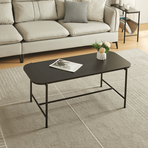 Mesa de centro Samnanger aglomerado de aço 110x50x45cm - Preto en.casa