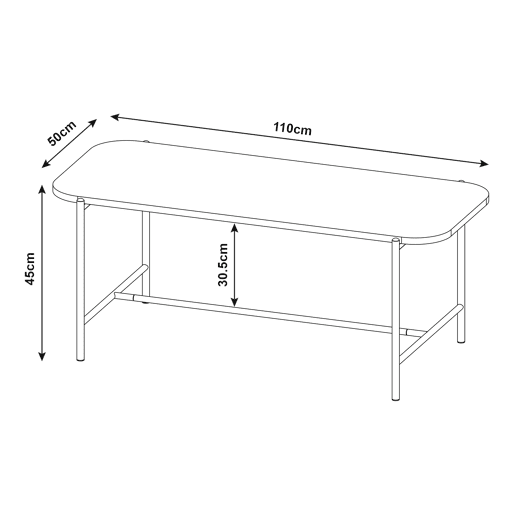Mesa de centro Samnanger aglomerado de aço 110x50x45cm - Preto en.casa