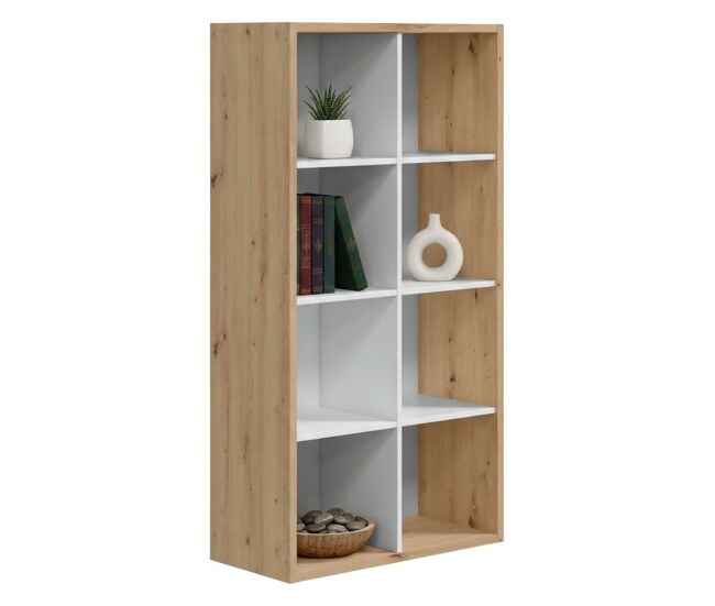 Estante de livros com efeito madeira