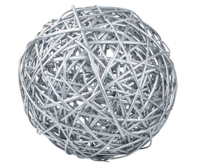 Bola de decoración de mimbre plateado d38 cm