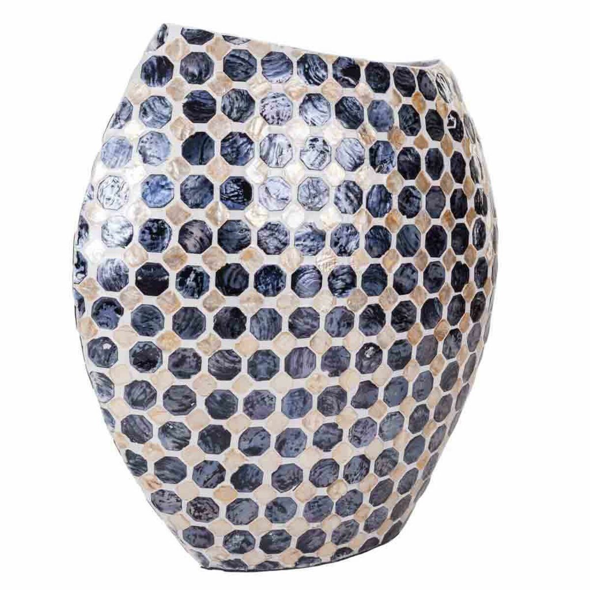 Jarrón alexandra house living gris crema papel nácar capiz 14 x 35 x 33 cm