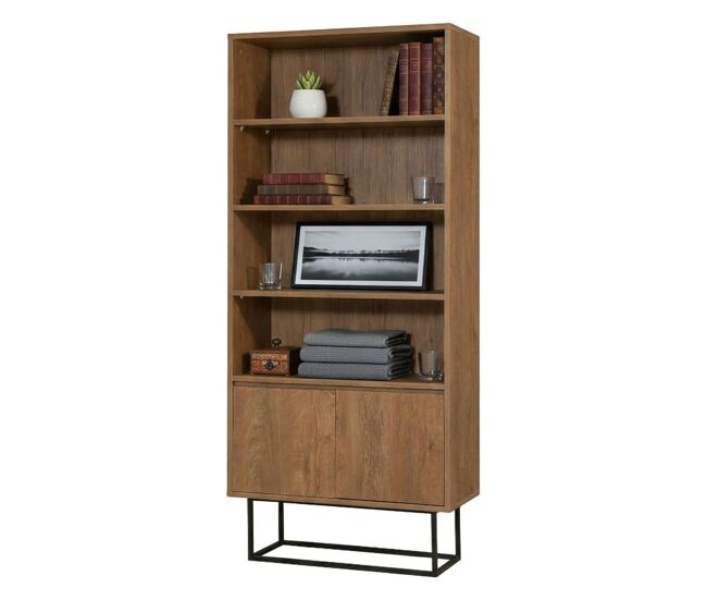 Estante de livros com efeito madeira