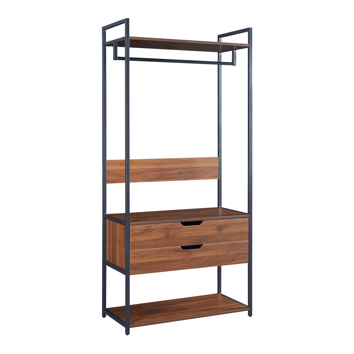 Perchero burro larem con 2 compartimentos 180x84x40cm - efecto nogal [en.casa]