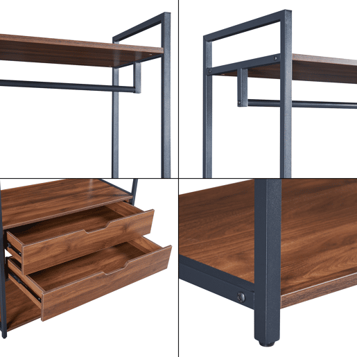 Bengaleiro de burro Larem com 2 compartimentos 180x84x40cm - Efeito nogueira en.casa