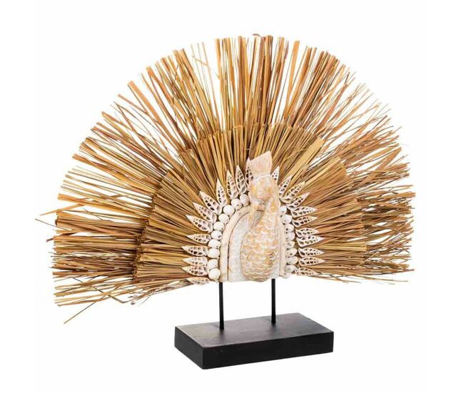 Figura decorativa alexandra house living negro natural madera hierro algas marinas pavo real 53 x 12 x 64 cm