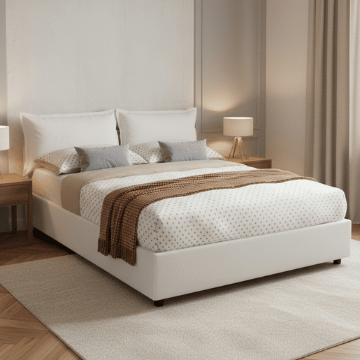 Cama de Casal com Gavetas em Couro Sintético