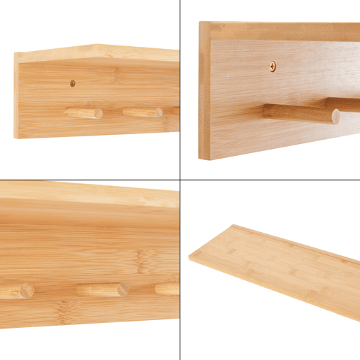 Cabide de parede Fjord 6 ganchos bambu 59x17x10cm - Natural en.casa Cabide de parede Fjord 6 ganchos bambu 59x17x10cm - Natural en.casa