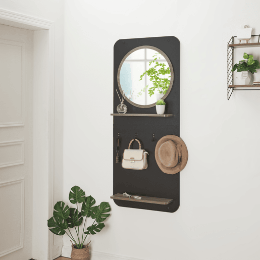 BengaleiroHelsinge 4 ganchos 140x60x16 cm - Preto mate en.casa