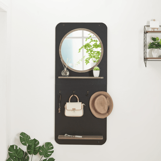 BengaleiroHelsinge 4 ganchos 140x60x16 cm - Preto mate en.casa