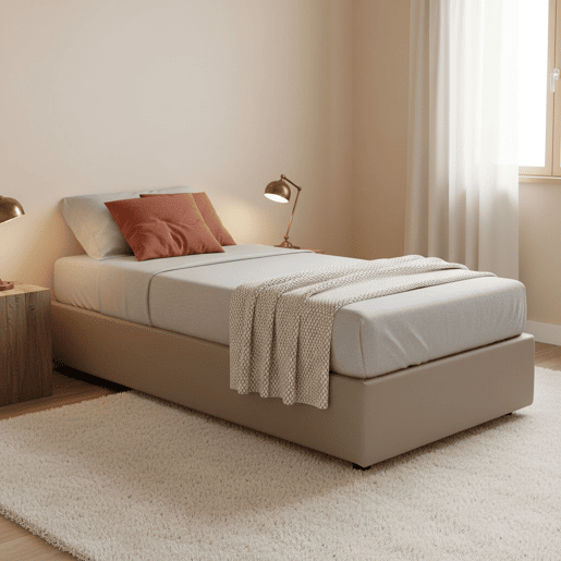 Cama de Solteiro com Colchão Incluso em Couro Sintético