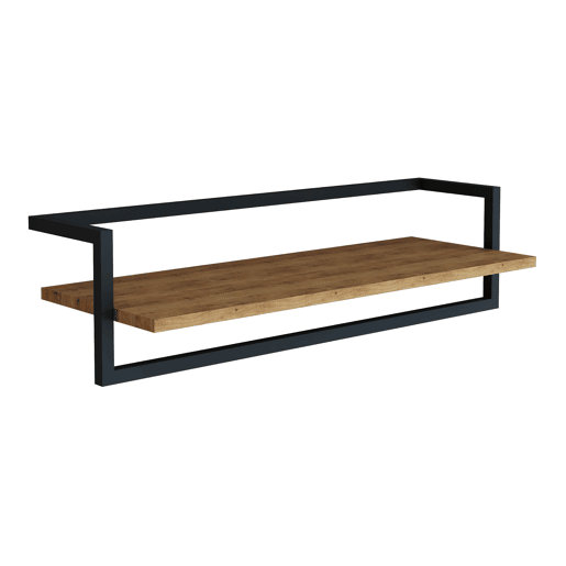 Bengaleiro de parede Evje com prateleira de aço 80x30x20cm - Efeito madeiraPreto en.casa