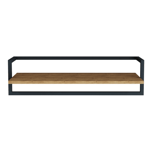 Bengaleiro de parede Evje com prateleira de aço 80x30x20cm - Efeito madeiraPreto en.casa