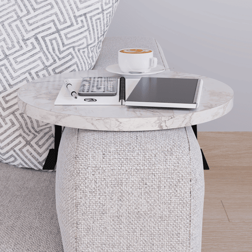 Bandeja ajustável para sofá Kuleskyd Ø34cm - Efeito mármore branco en.casa