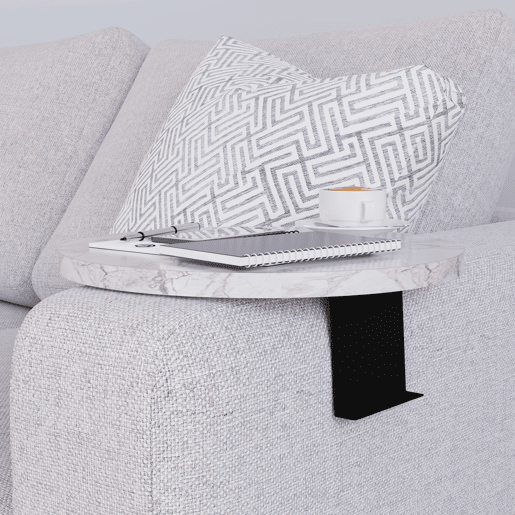 Bandeja ajustável para sofá Kuleskyd Ø34cm - Efeito mármore branco en.casa