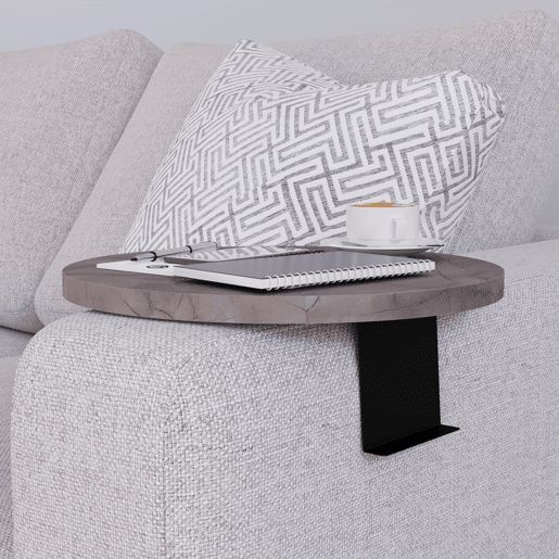Bandeja ajustável para sofá Kuleskyd Ø34cm - Efeito mármore cinzento en.casa
