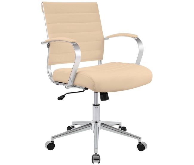 Silla de oficina oakland simil cuero crema 62x57x90 cm