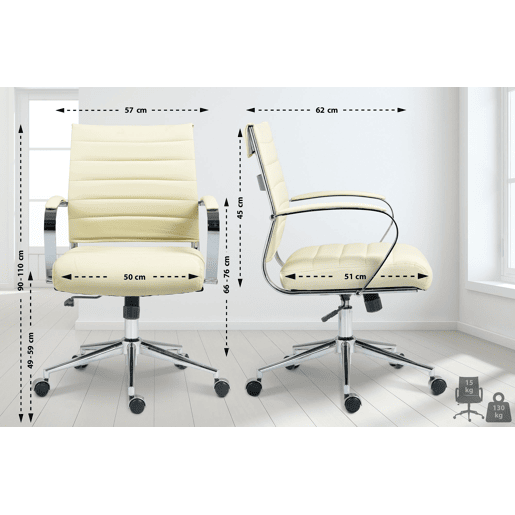 Silla de oficina Oakland Simil cuero Crema 62X57X90 cm