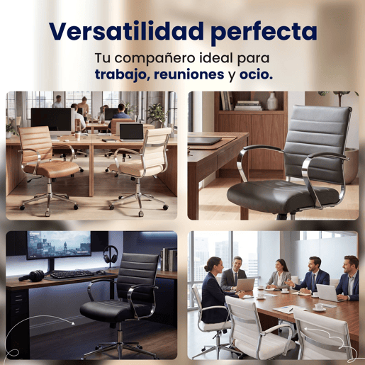 Silla de oficina Oakland Simil cuero Crema 62X57X90 cm