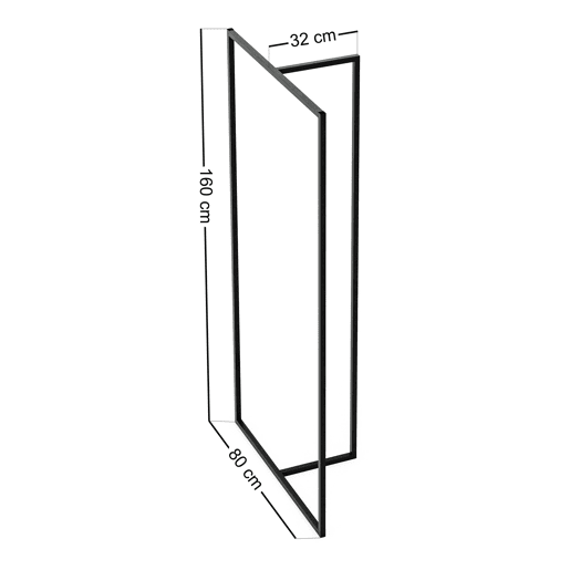 Cabide de pé Hurdal em aço em forma de T 160x80x32cm - Preto en.casa