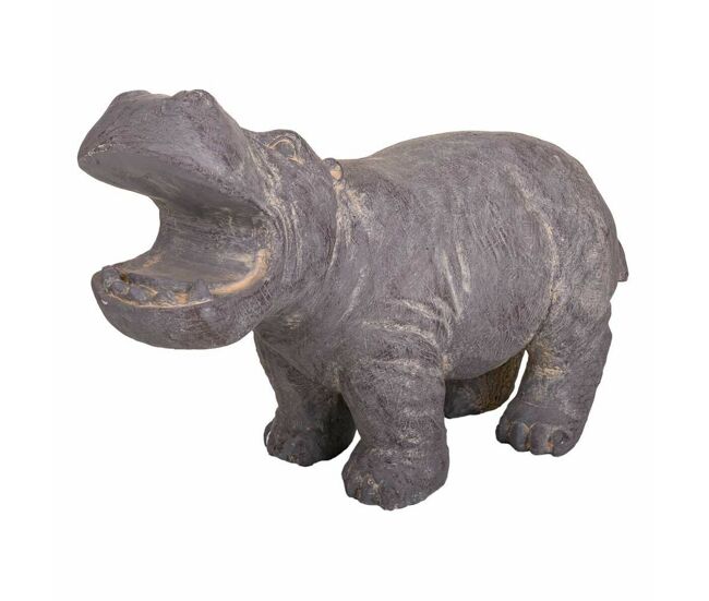 Figura decorativa alexandra house living gris magnesio hipopótamo 26 x 40 x 35 cm