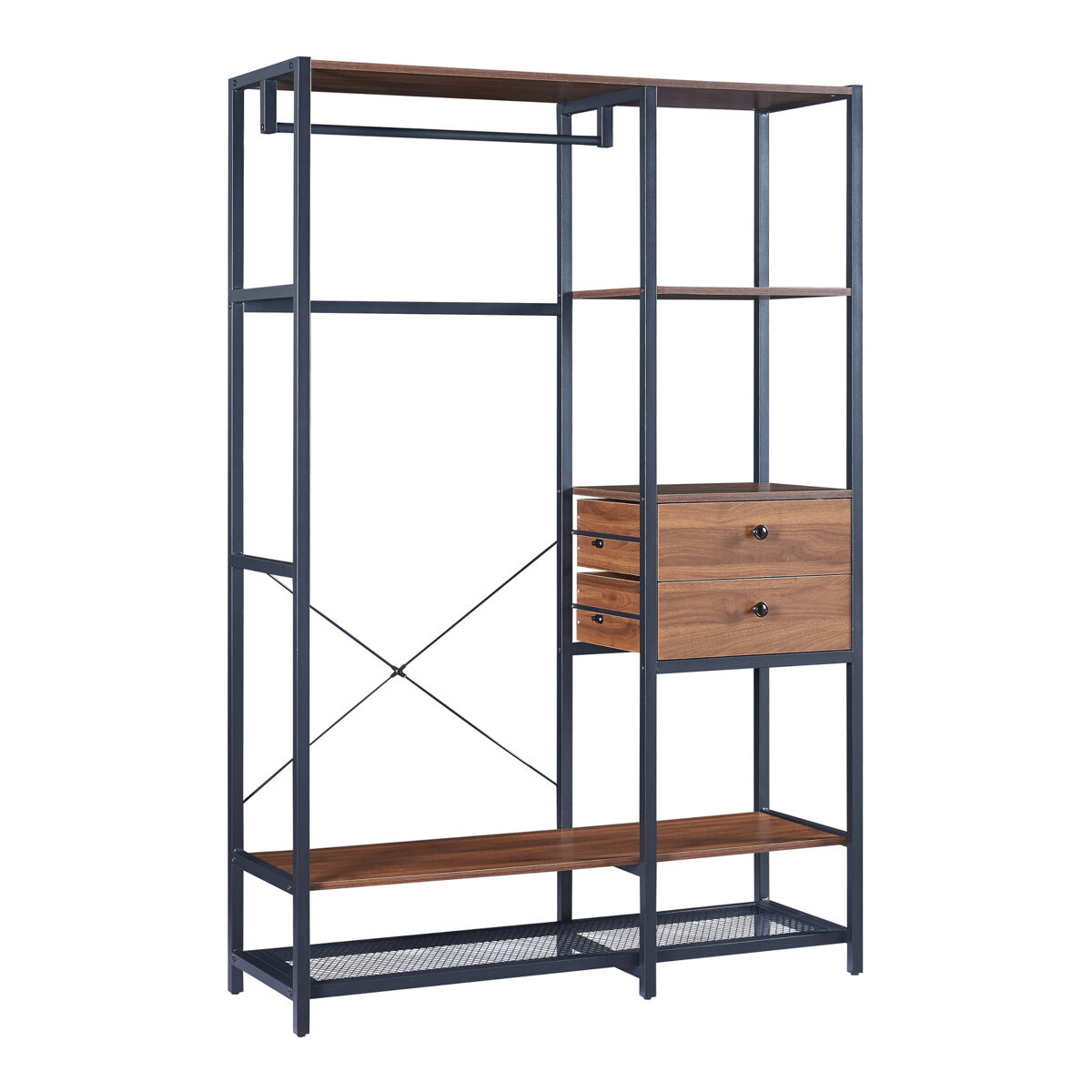 Perchero burro larem con 2 cajones 180x120x40cm - efecto nogal [en.casa]