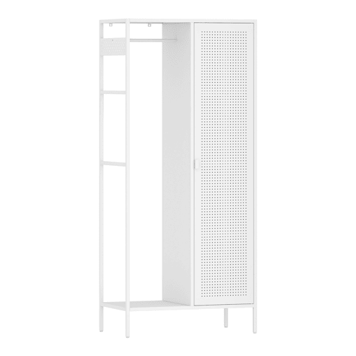 Roupeiro Puumala com porta metálica 180x80x45cm - Branco en.casa