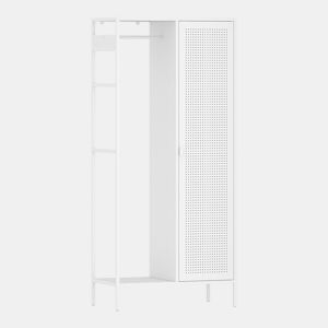Roupeiro Puumala com porta metálica 180x80x45cm - Branco en.casa