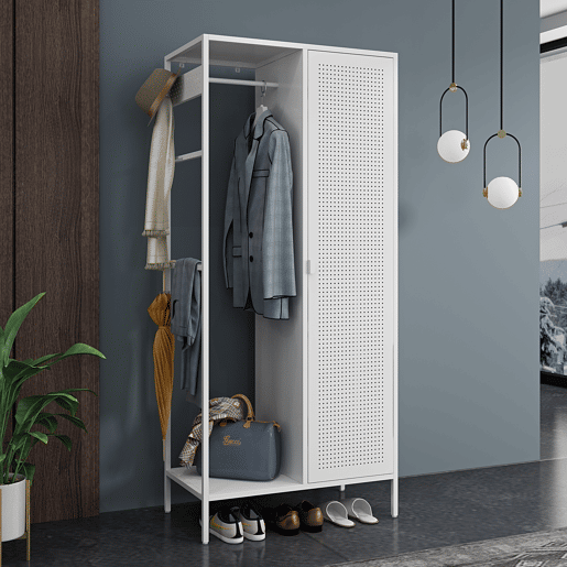 Roupeiro Puumala com porta metálica 180x80x45cm - Branco en.casa