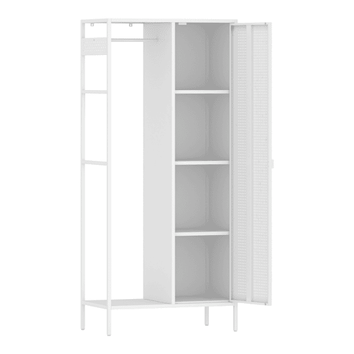 Roupeiro Puumala com porta metálica 180x80x45cm - Branco en.casa