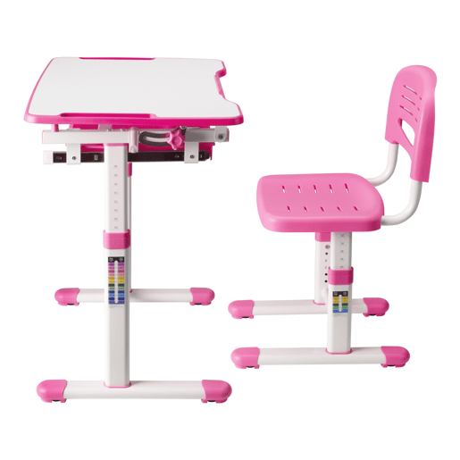 Conjunto de secretária e cadeira para crianças Sala ajustável em altura - Rosa en.casa