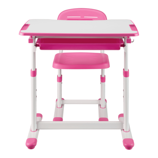 Conjunto de secretária e cadeira para crianças Sala ajustável em altura - Rosa en.casa