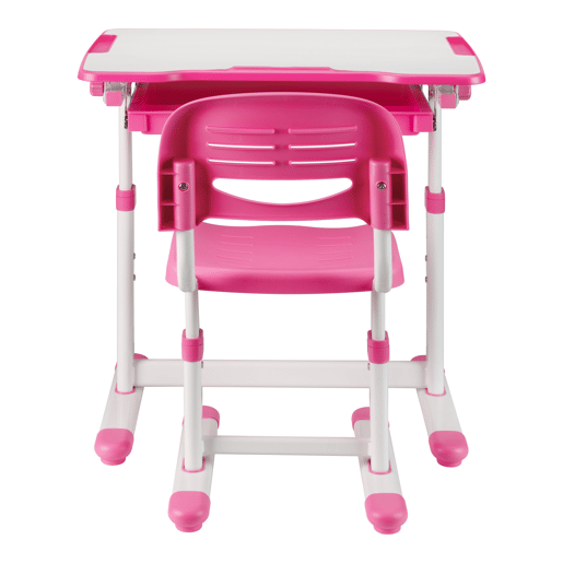 Conjunto de secretária e cadeira para crianças Sala ajustável em altura - Rosa en.casa