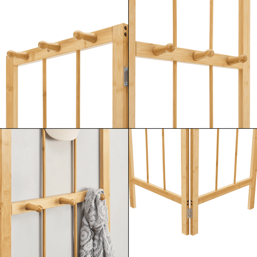 Bengaleiro Hyllestad dobrável de canto em bambu 166x92x8cm - Natural en.casa