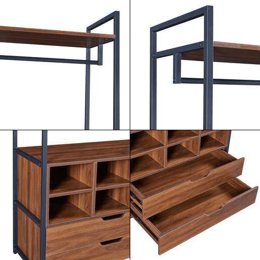 Bengaleiro de burro Larem com 5 compartimentos 180x84x40cm - Efeito nogueira en.casa