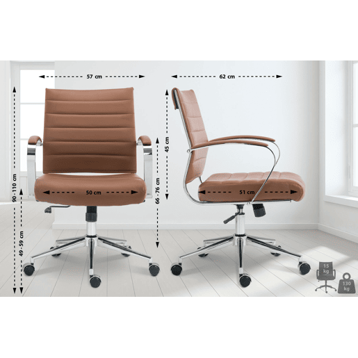 Silla de Oficina Oakland Simil cuero Marrón claro 62X57X90 cm