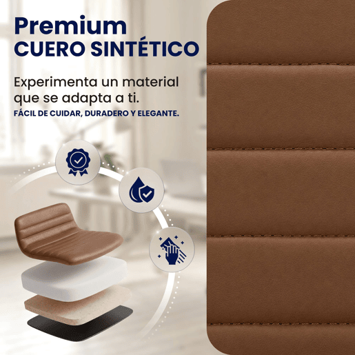 Silla de Oficina Oakland Simil cuero Marrón claro 62X57X90 cm