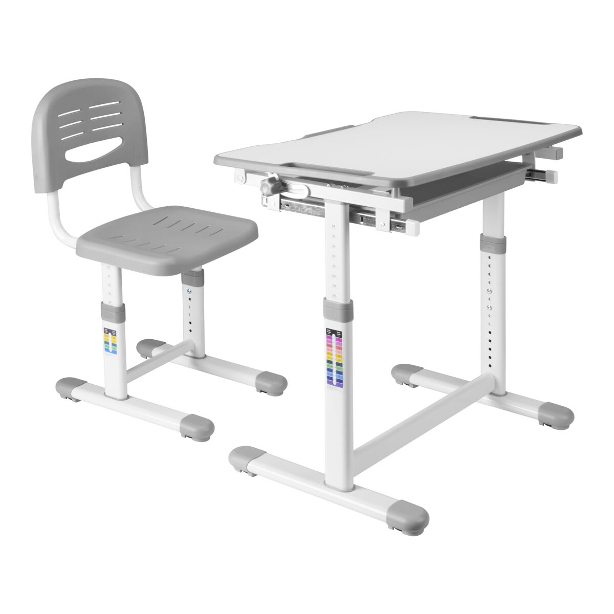 Set de mesa escritorio y silla infantil sala regulable altura - gris [en.casa]