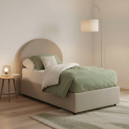 Cama de Solteiro com Colchão Incluído em Couro Sintético Cama de Solteiro com Colchão Incluído em Couro Sintético