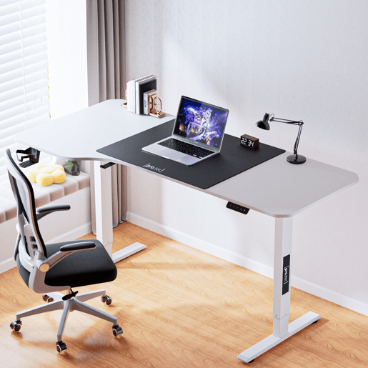 Secretária regulável em altura Stryn aglomeradoaço 160x75cm - Branco pro.tec