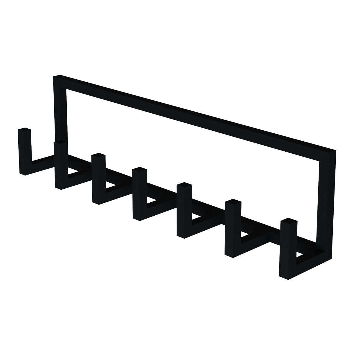 Perchero mural lyngen con 7 ganchos acero 75x10x20 cm - negro [en.casa]
